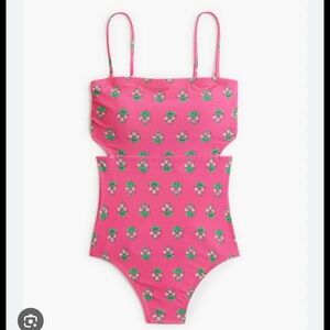 J.Crew -One Piece Pink floral Paisley with Cut out on sides. NWT Size Small